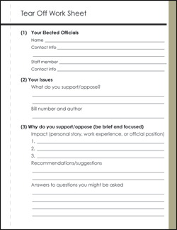 Advocating with Your Elected Official Worksheet 1 English Version