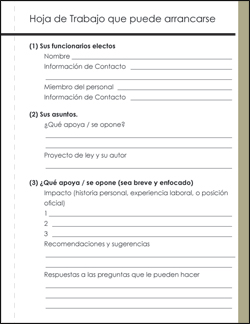 Advocating with Your Elected Official Worksheet 1 Spanish Version
